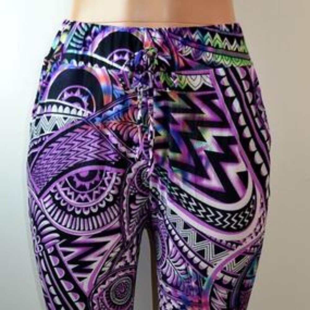 Shosho Womens Semi Harem Pants Mix Print